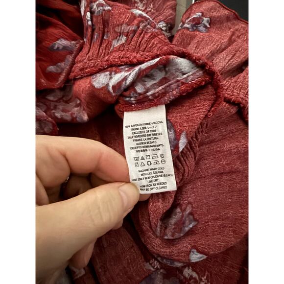 Free People Blouse Women's XS Floral Boho Ruffle - Picture 4 of 5